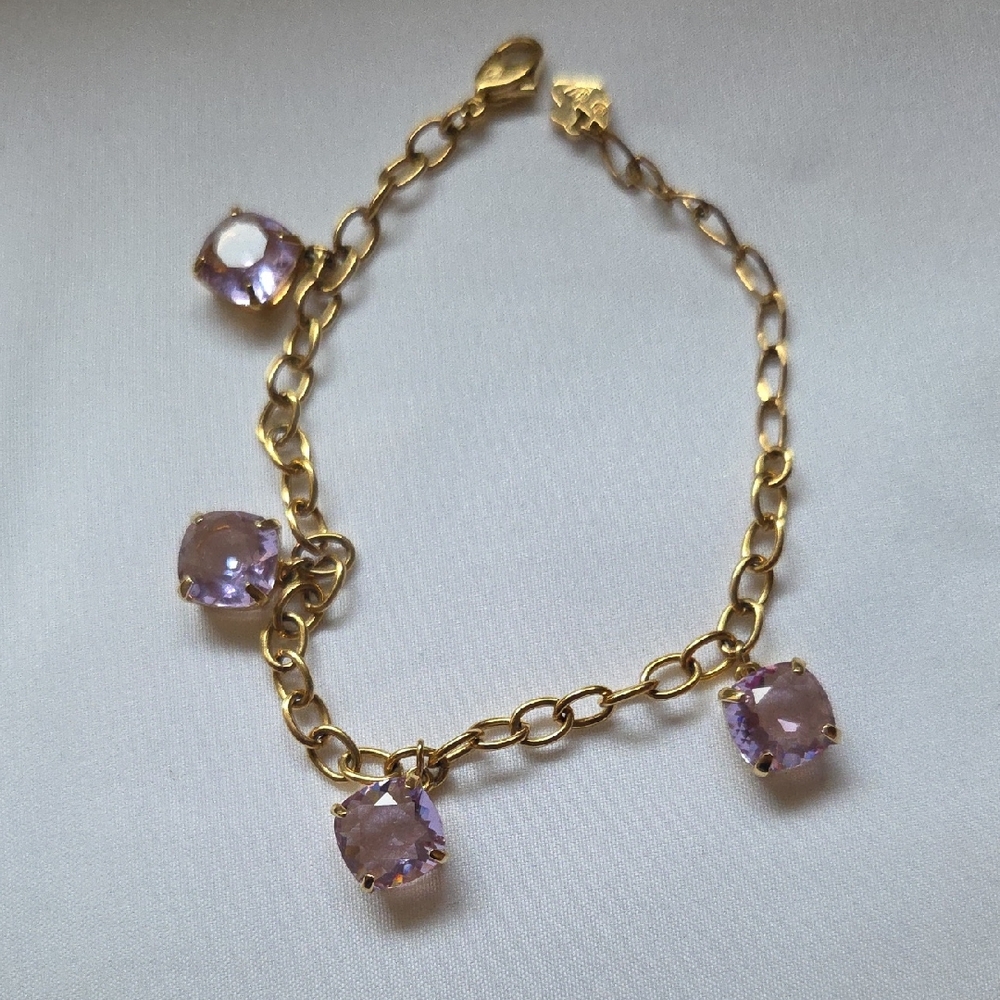 Swarovski Gold Bracelet with Purple Charms